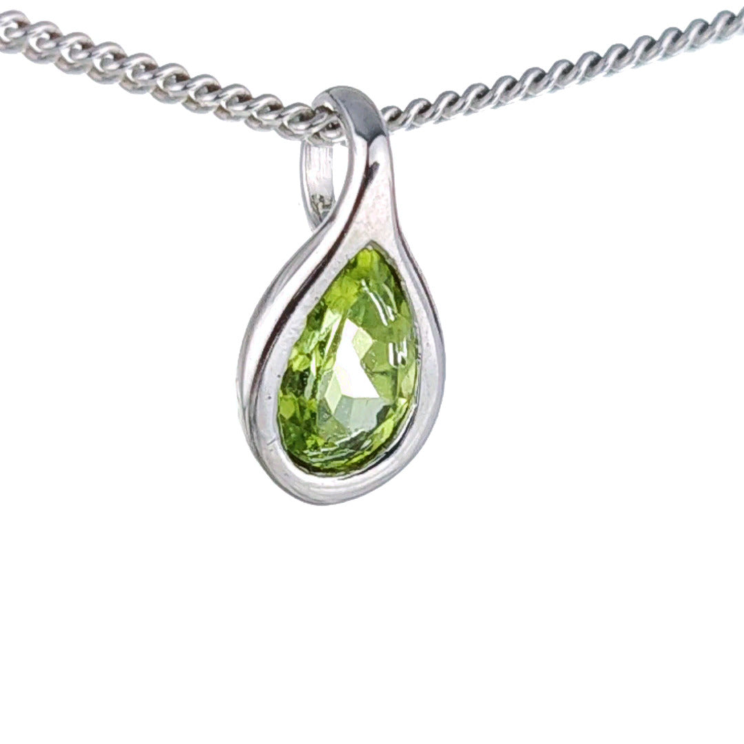 Peridot Pear Pendant Sterling Silver