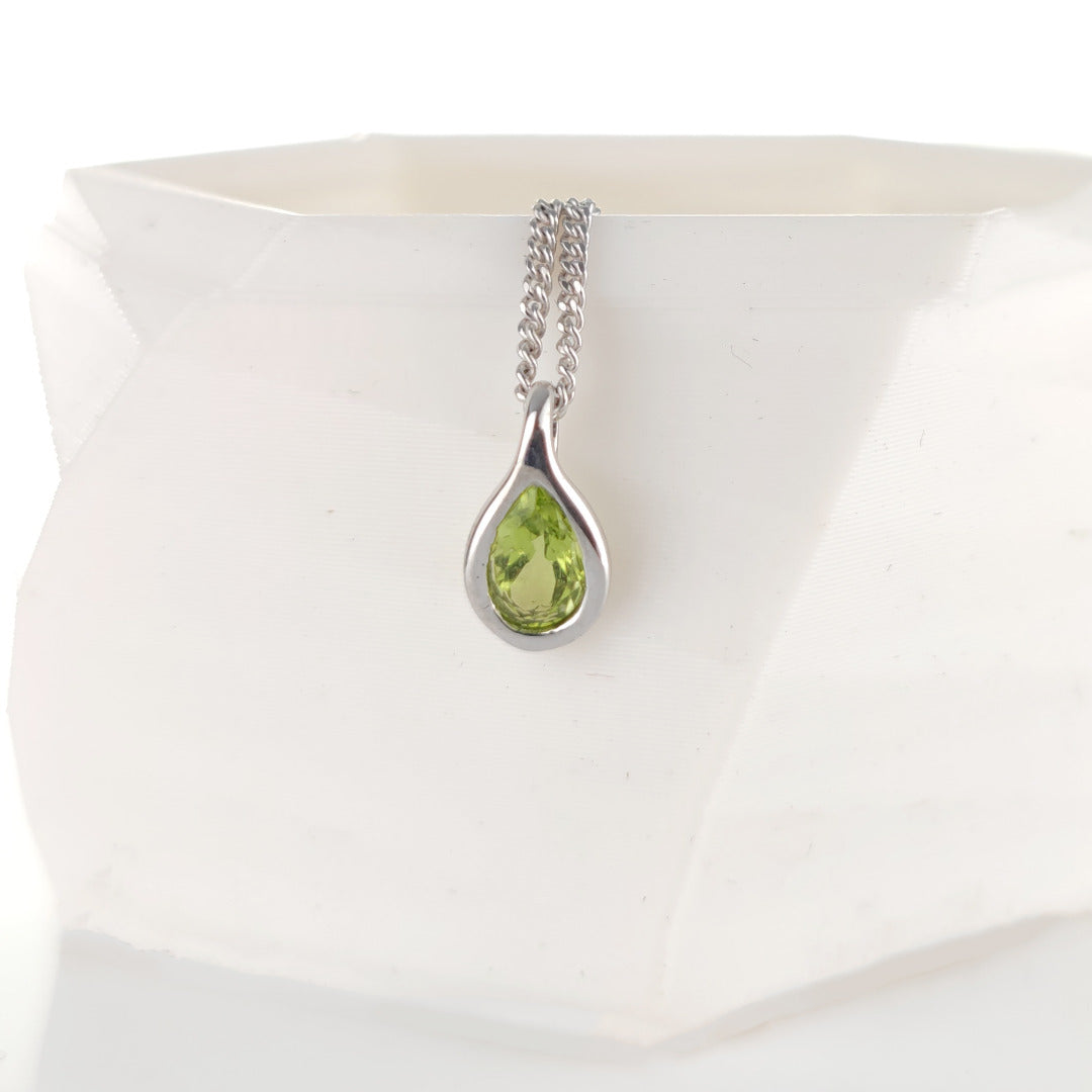 Peridot Pear Pendant Sterling Silver