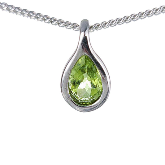 Peridot Pear Pendant Sterling Silver