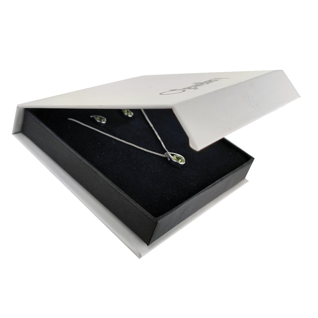 Peridot Necklace Earring Set 1ct Twist