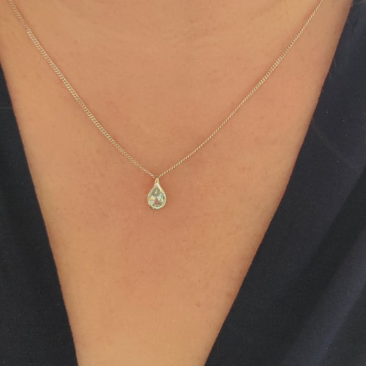 Topaz Necklace Earring Set 1ct Pear Blue Pendant Sterling Silver