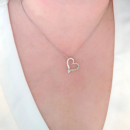 Peridot Heart Pendant Sterling Silver Model
