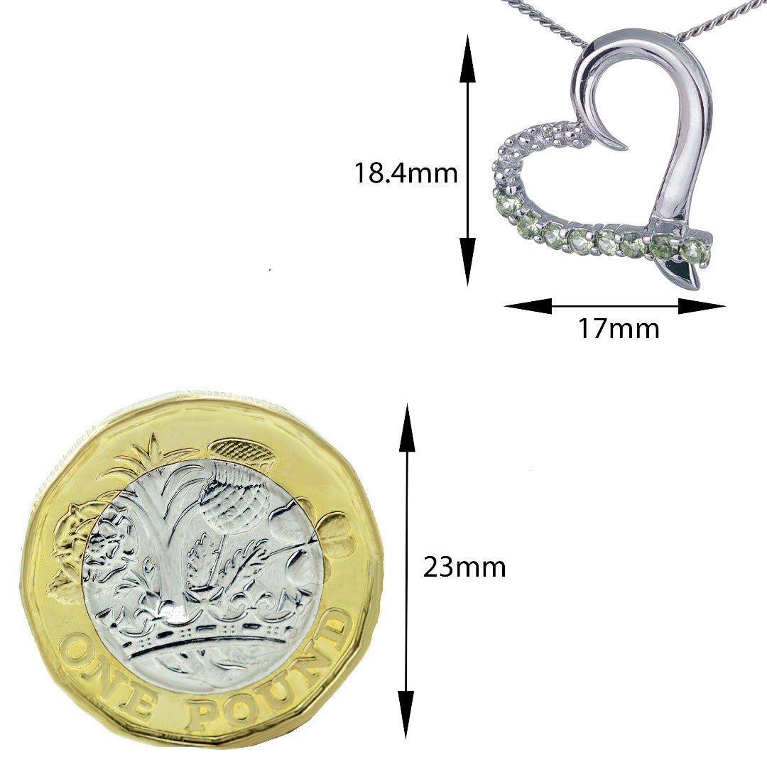 Peridot Heart Pendant Sterling Silver Dims