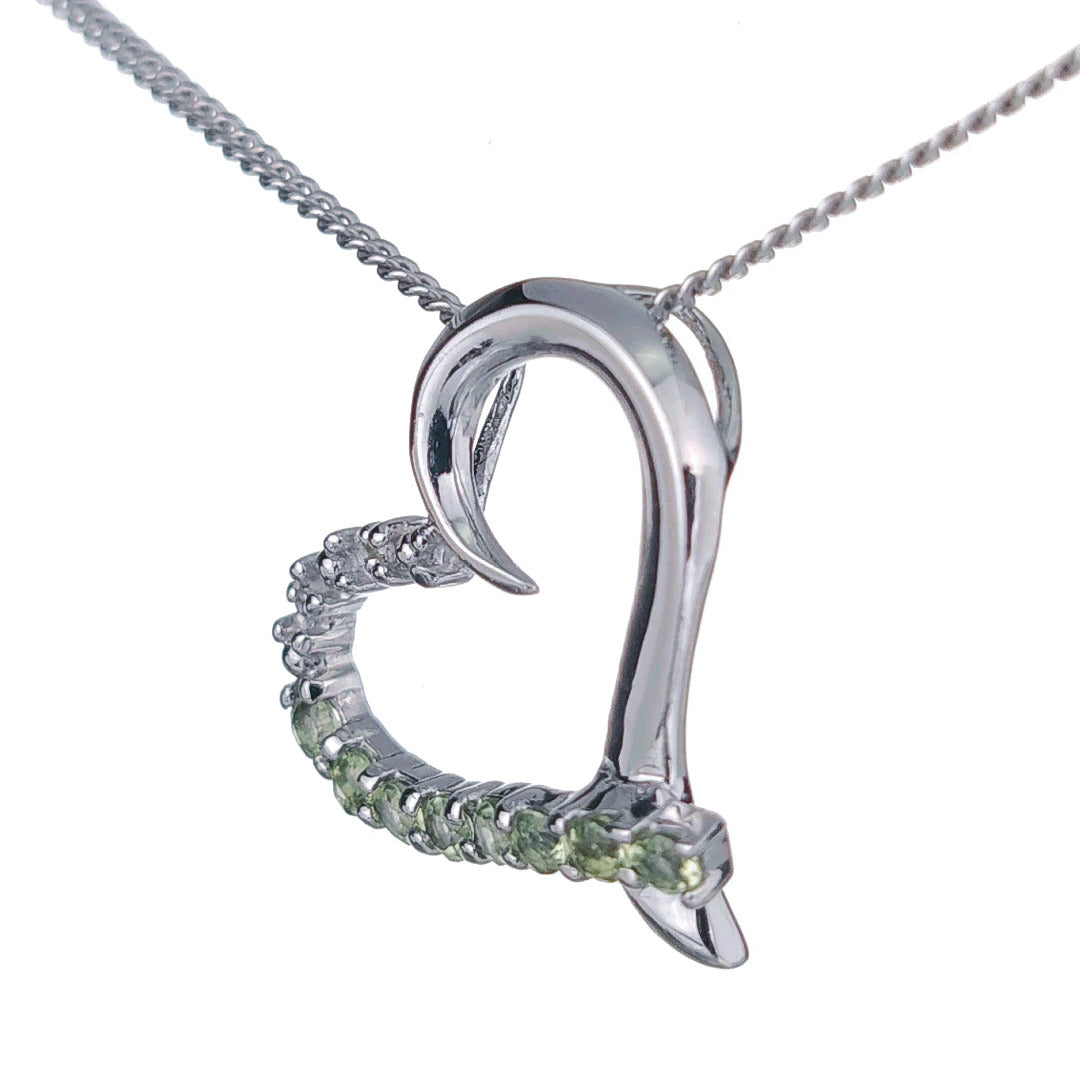 Peridot Heart Pendant Sterling Silver