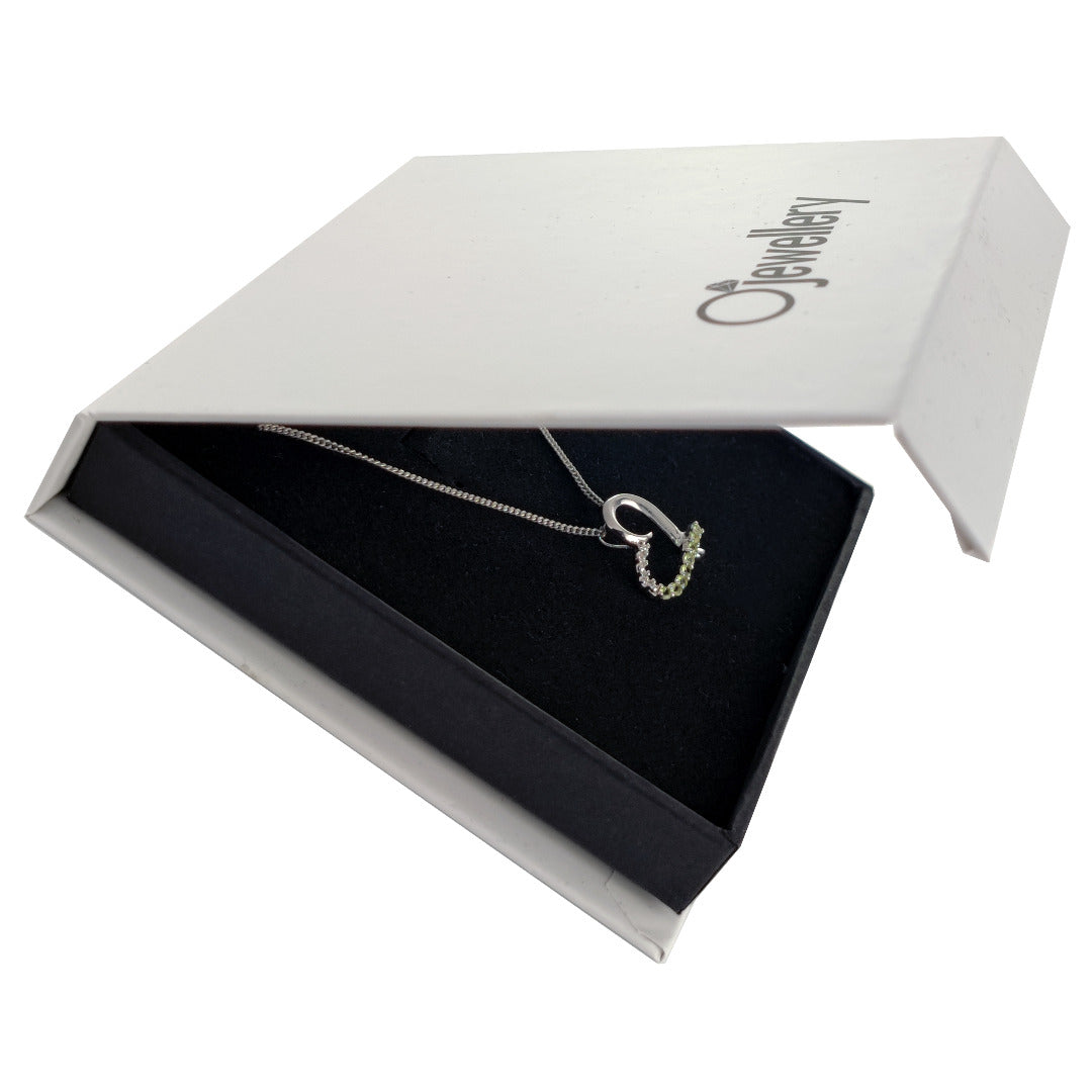 Peridot Heart Pendant Sterling Silver Boxed