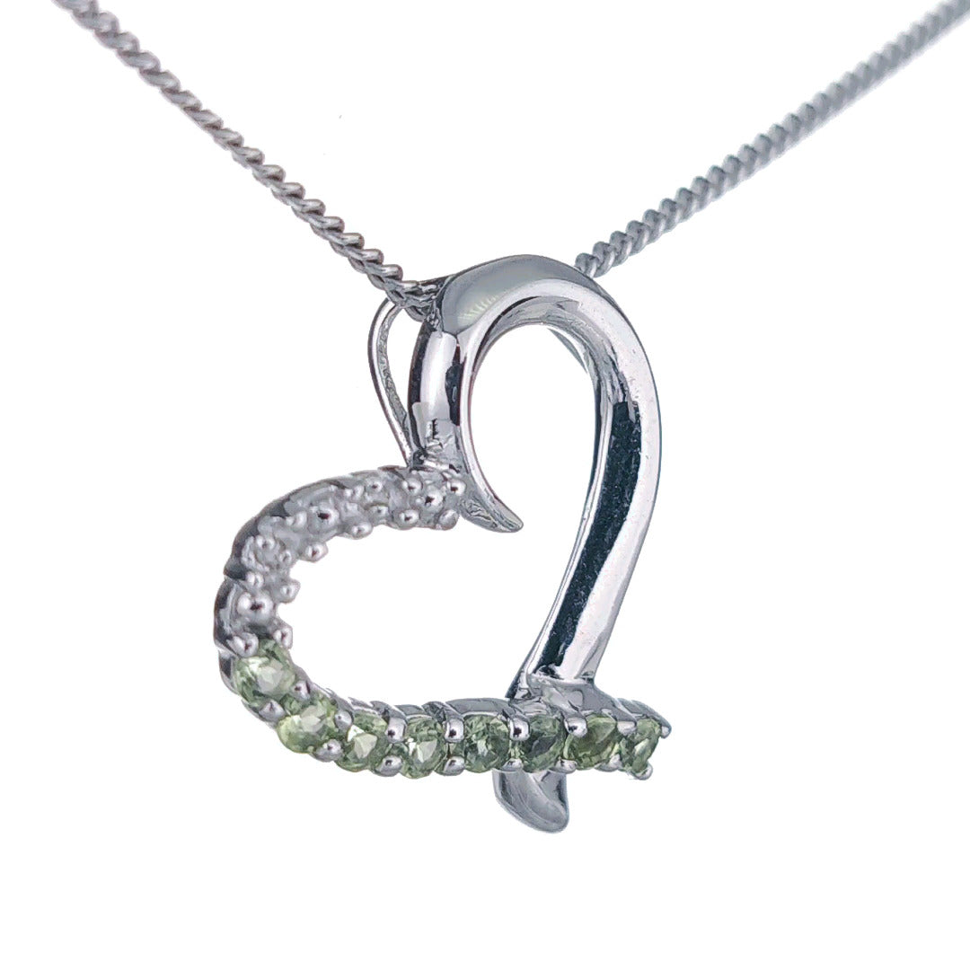 Peridot Heart Pendant Sterling Silver