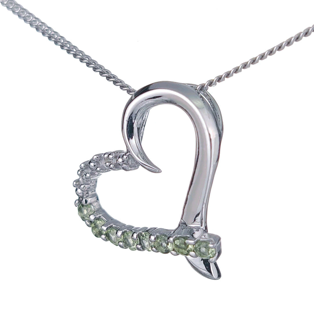 Peridot Heart Pendant Sterling Silver