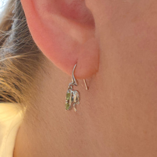 Peridot Frog Set Dangle Earrings Necklace