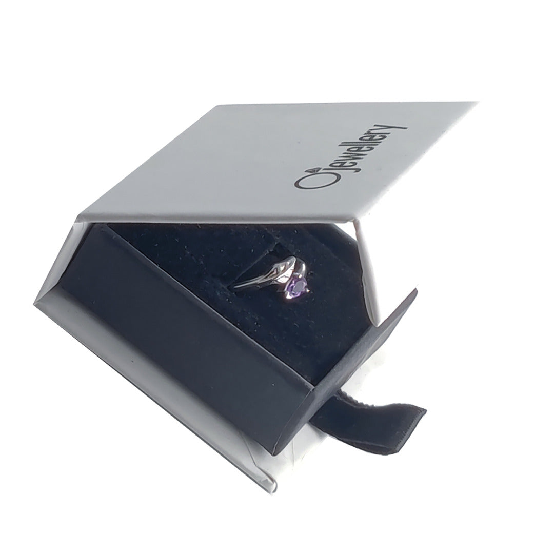 Sterling Silver Amethyst Leaf Ring Size I-T Adjustable Purple February Birthday