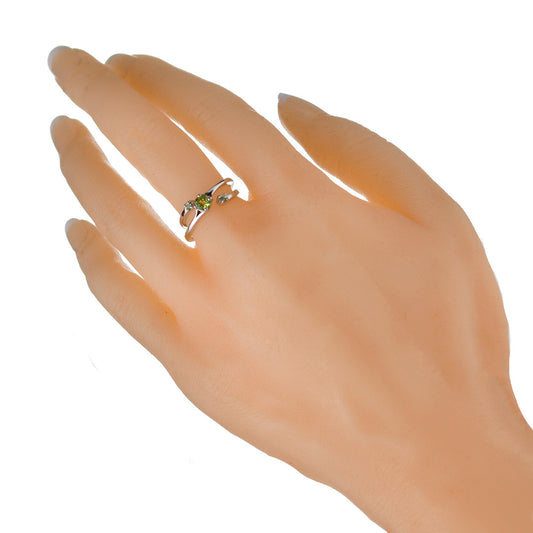 Sterling Silver Peridot Ring  Size I-S Adjustable Green August Birthday