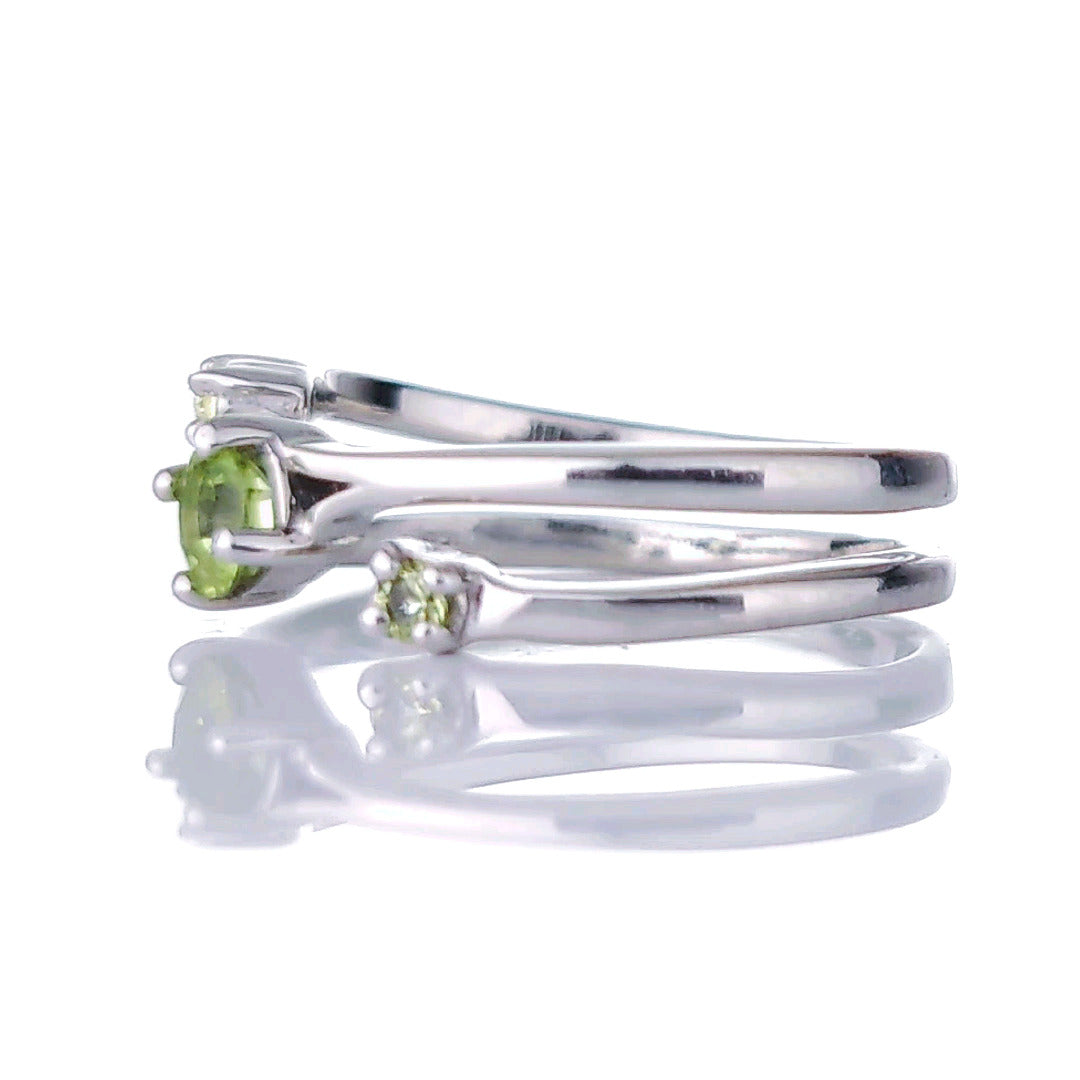 Sterling Silver Peridot Ring Size I-S Adjustable Green August Birthday