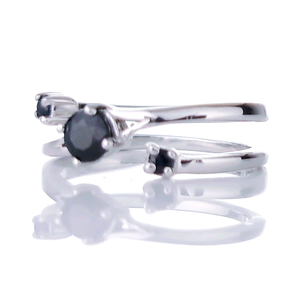 Sapphire Trilogy Ring in Sterling Silver