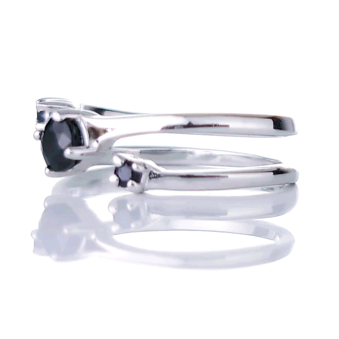 Sapphire Trilogy Ring in Sterling Silver
