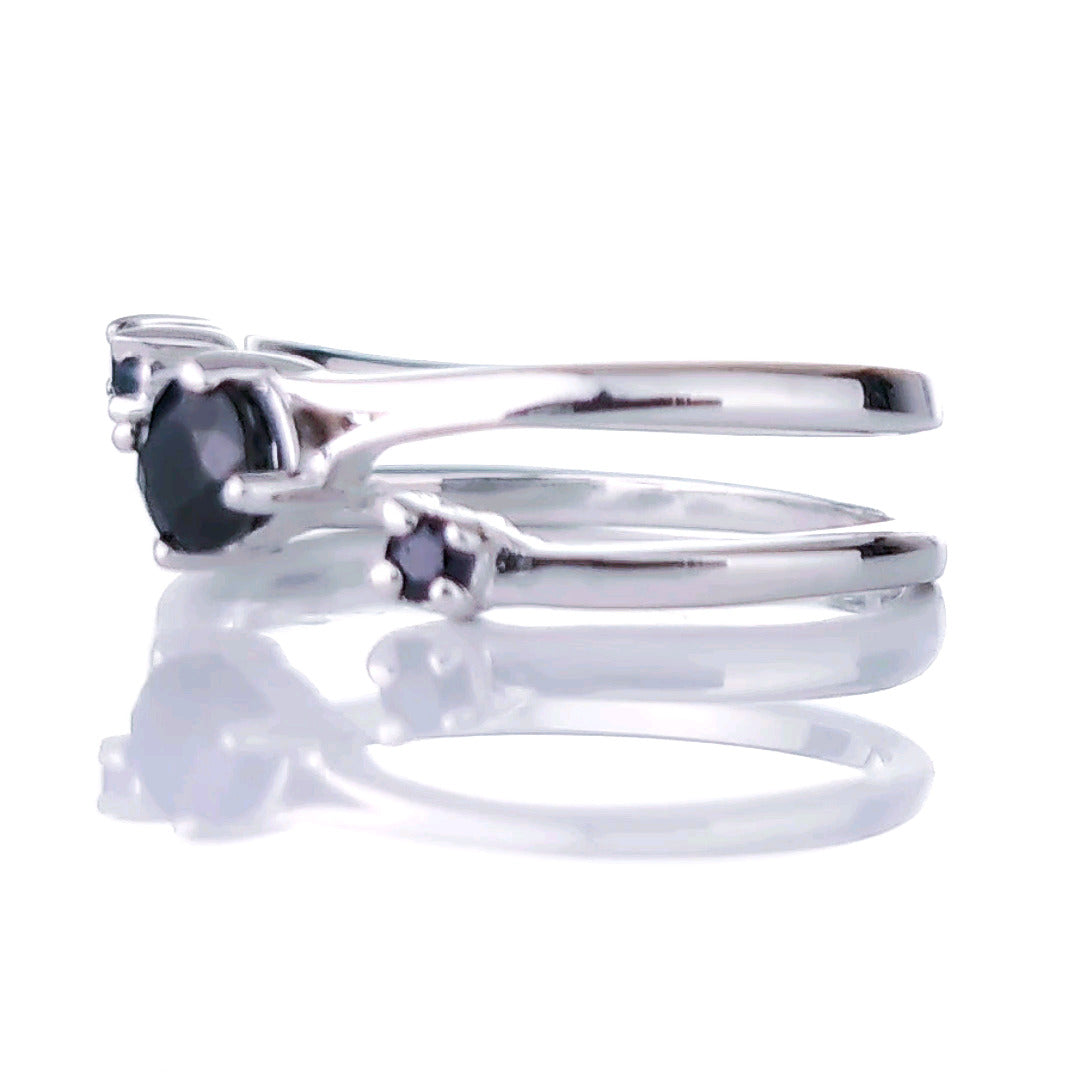 Sapphire Trilogy Ring in Sterling Silver