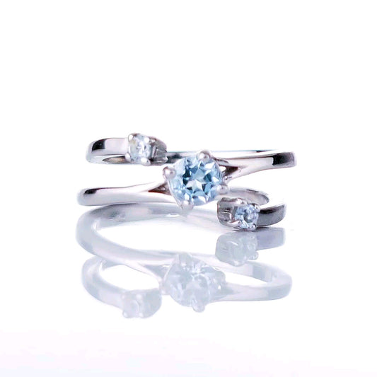 Sterling Silver Topaz Ring  Size J-S Adjustable Blue December Birthday