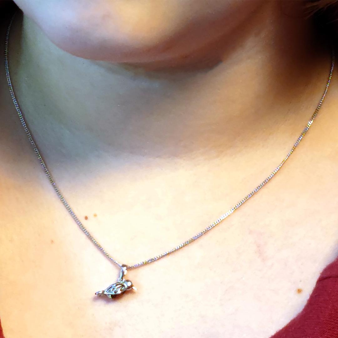 Garnet Robin Red Breast Necklace in Sterling Silver