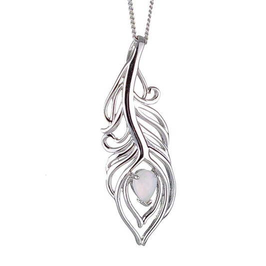 Peacock Feather Statement Opal Necklace