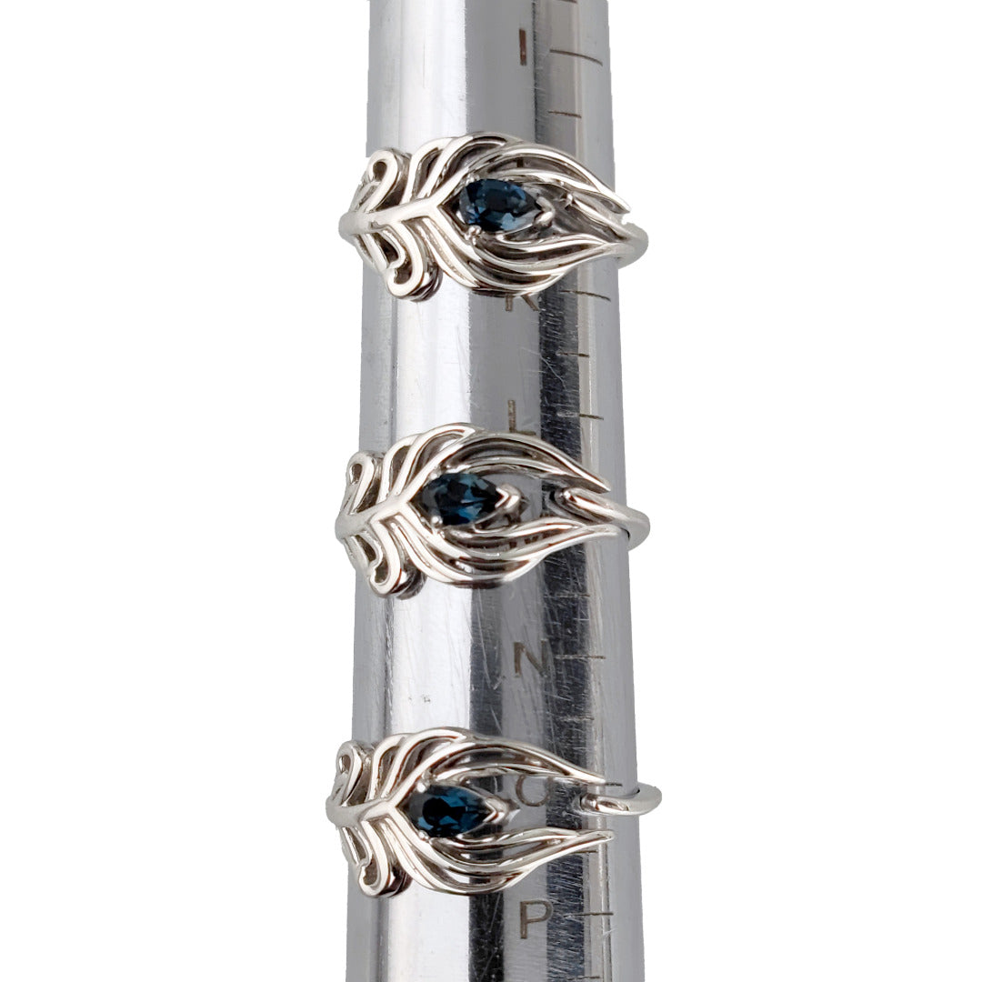 London Blue Topaz Peacock Feather Ring in Sterling Silver