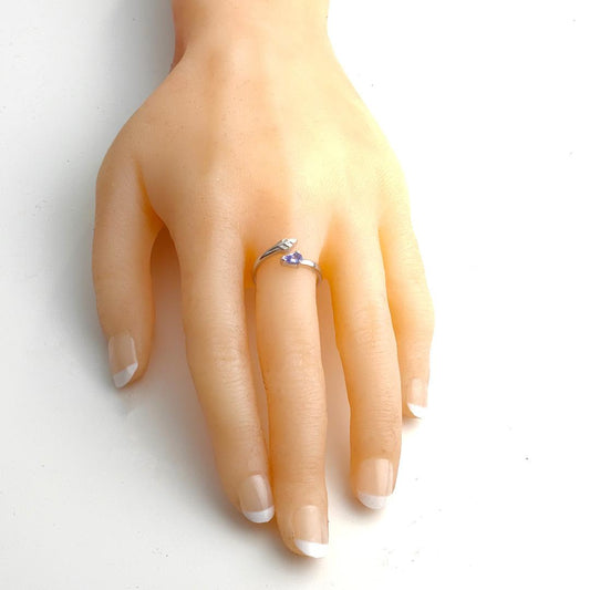 Sterling Silver Tanzanite Leaf Ring Size I-T Adjustable December Birthstone
