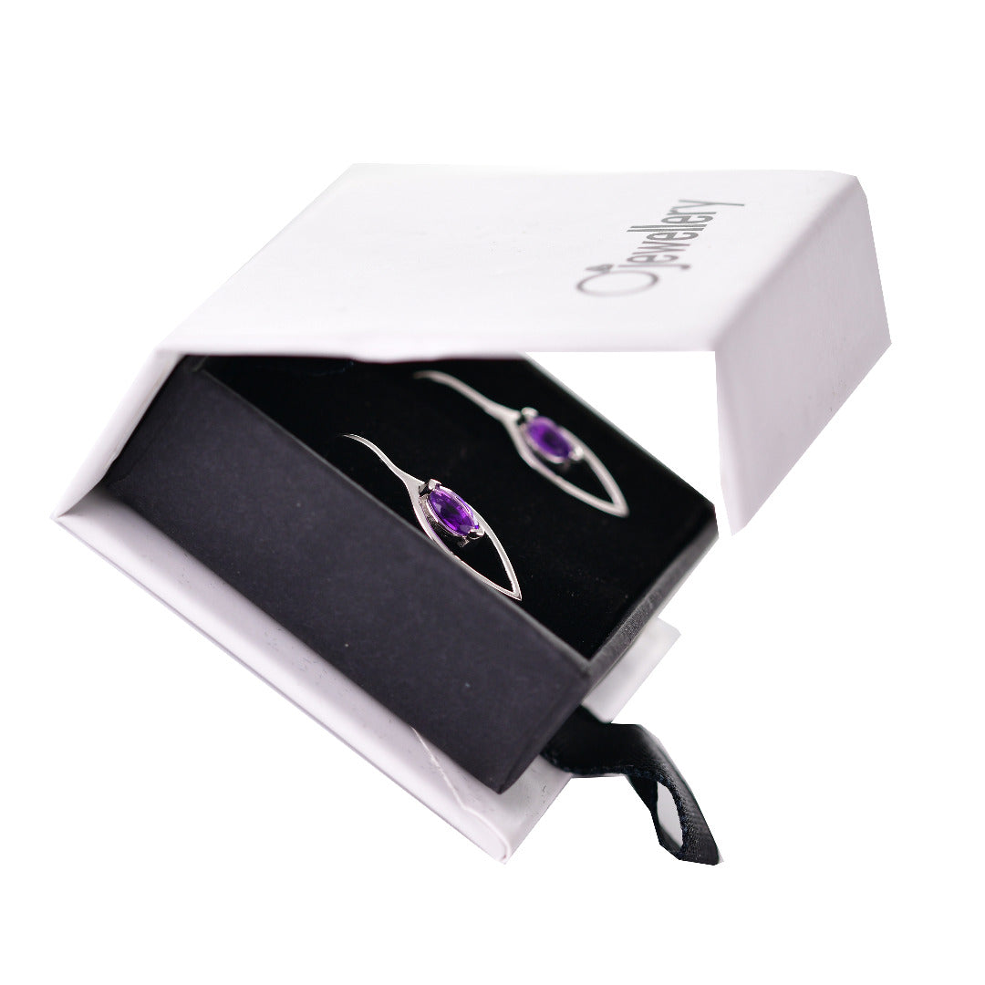 Amethyst Dangle Earrings 0.45ct Sterling Silver