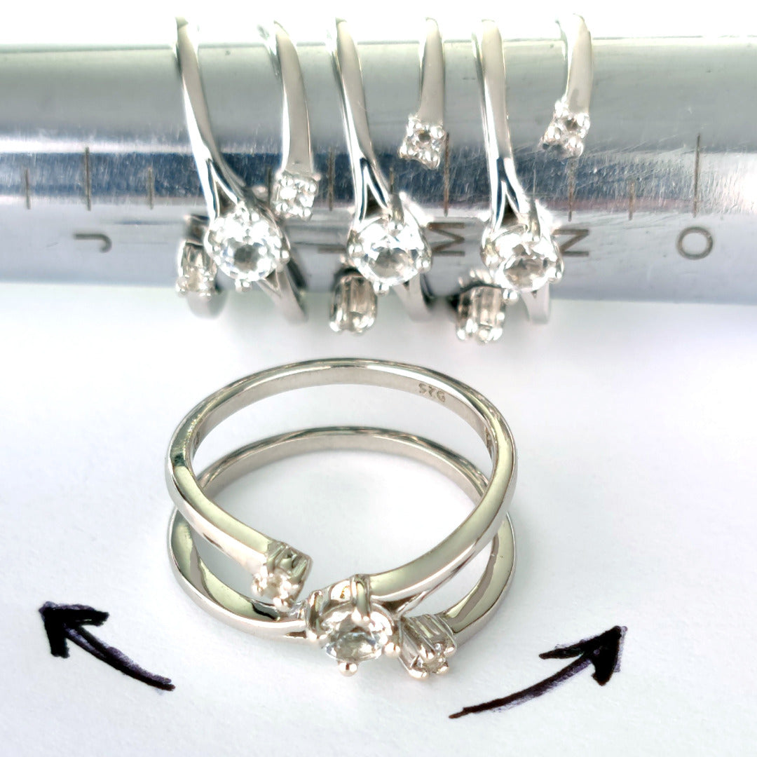 White Topaz Trilogy Ring in Sterling Silver