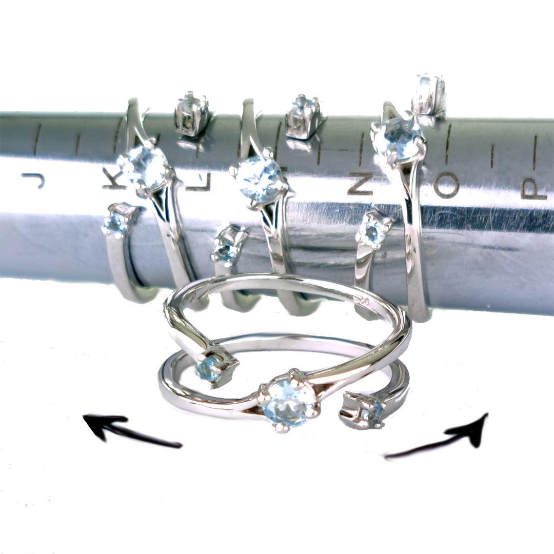 Aquamarine Round Trilogy Ring in Sterling Silver