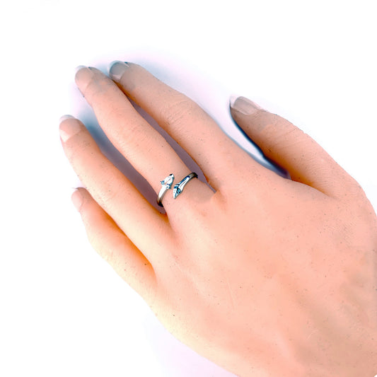 Sterling Silver Ring Size Adjustable I-T White Topaz Leaves