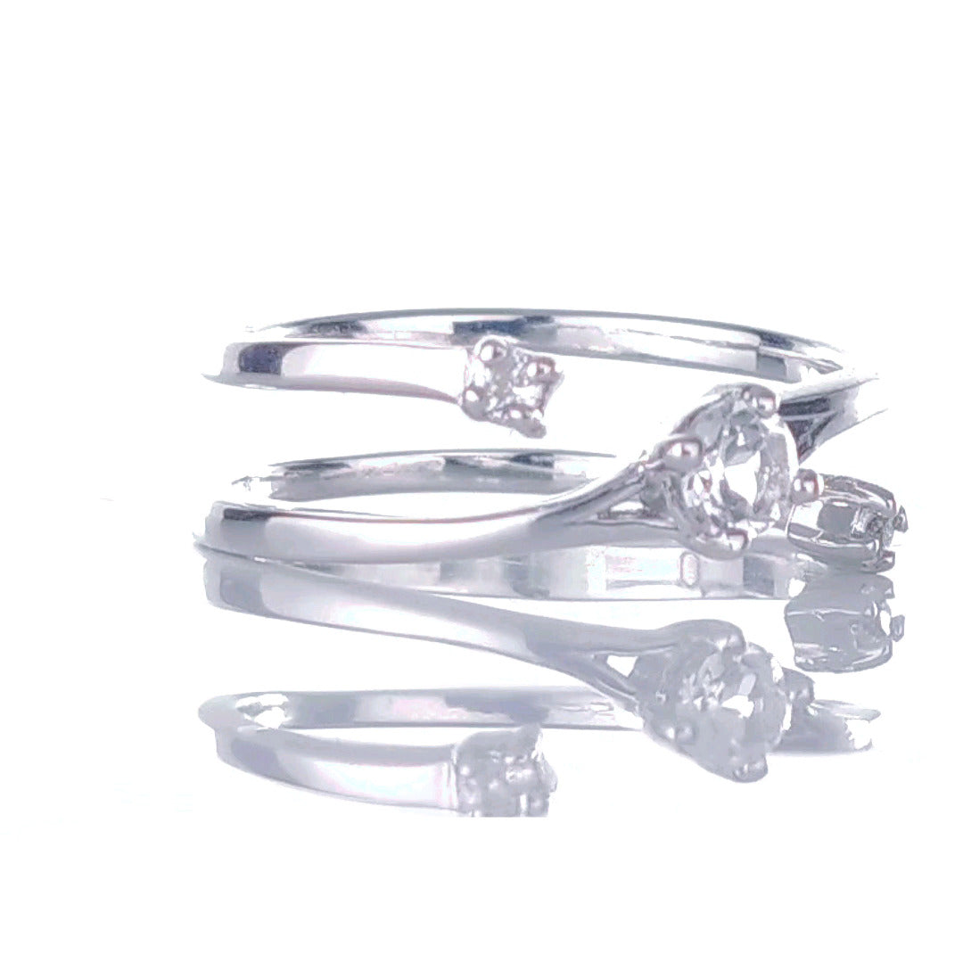 White Topaz Trilogy Ring in Sterling Silver