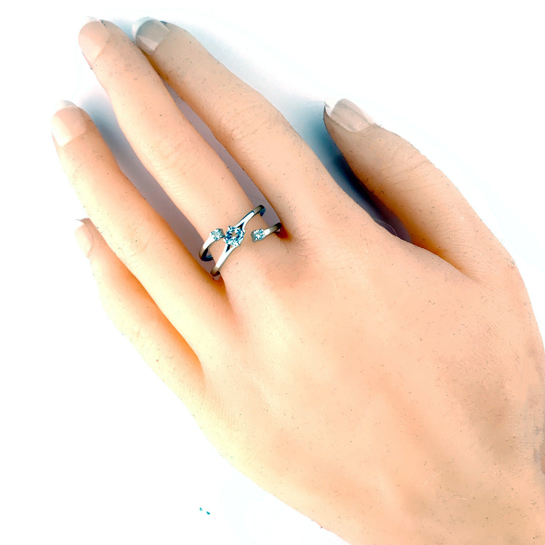 White Topaz Trilogy Ring in Sterling Silver