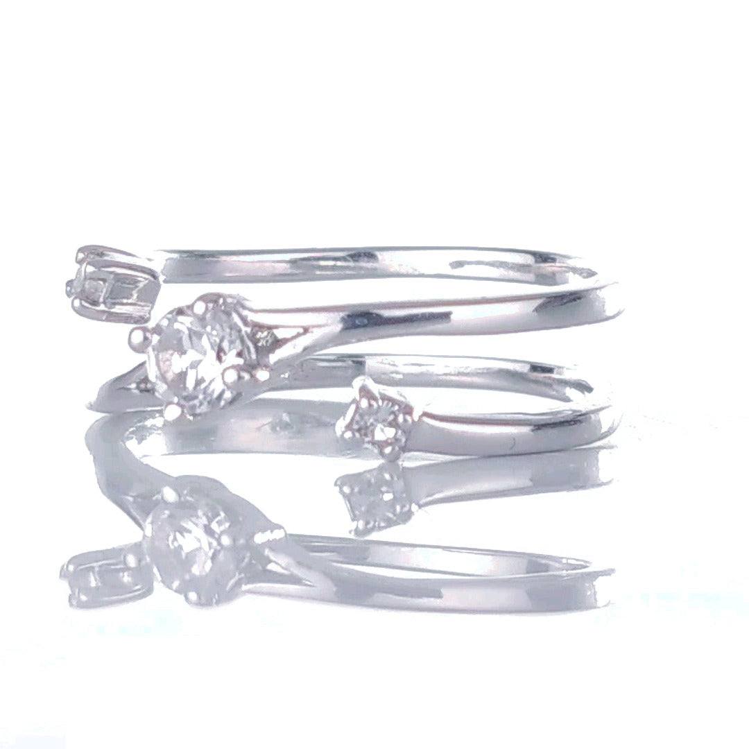White Topaz Trilogy Ring in Sterling Silver