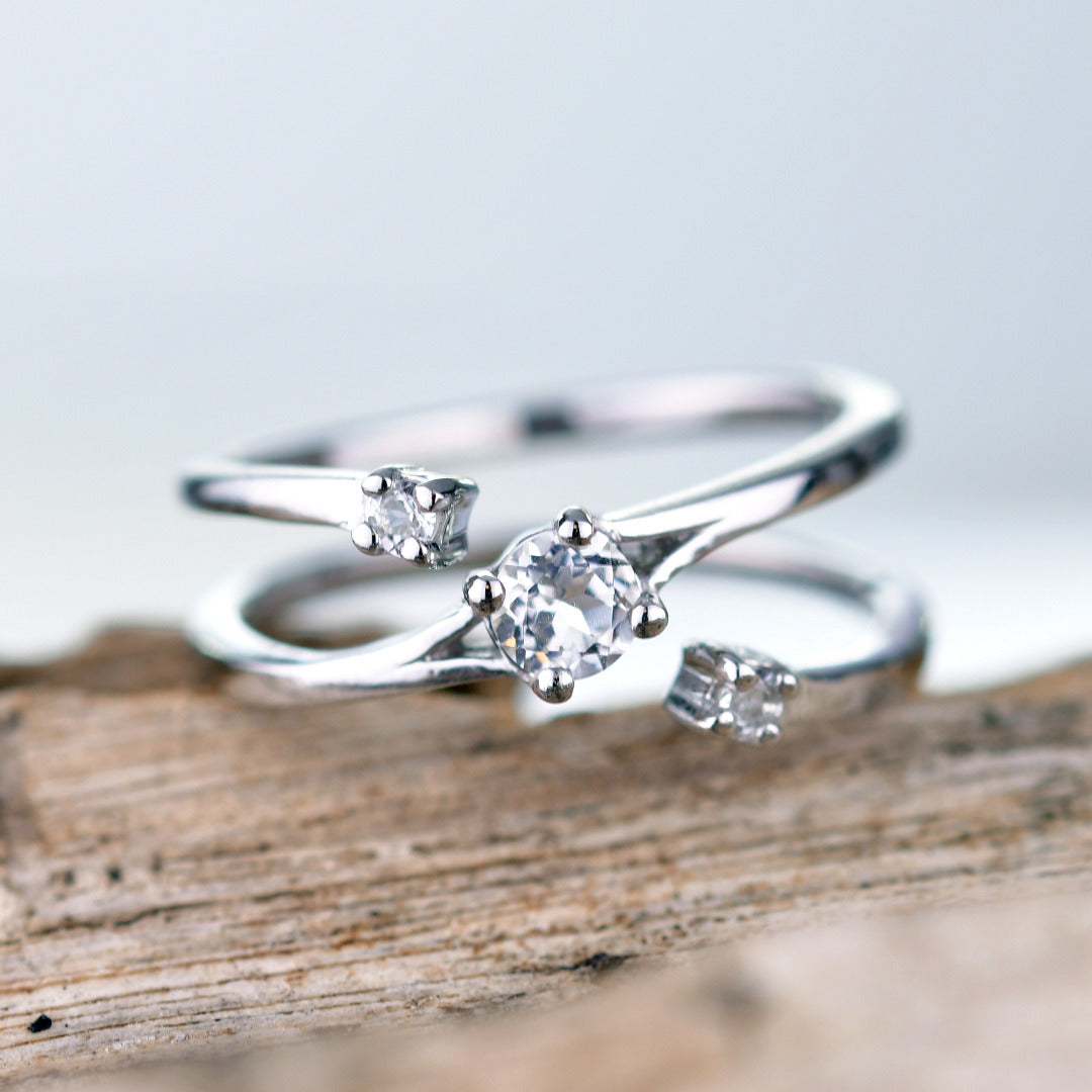 White Topaz Trilogy Ring in Sterling Silver