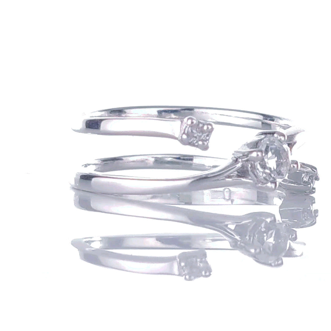 White Topaz Trilogy Ring in Sterling Silver