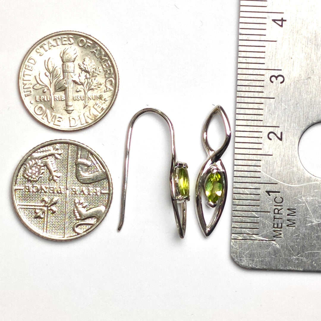 Set Peridot Necklace Dangle Earrings Sterling Silver Marquise