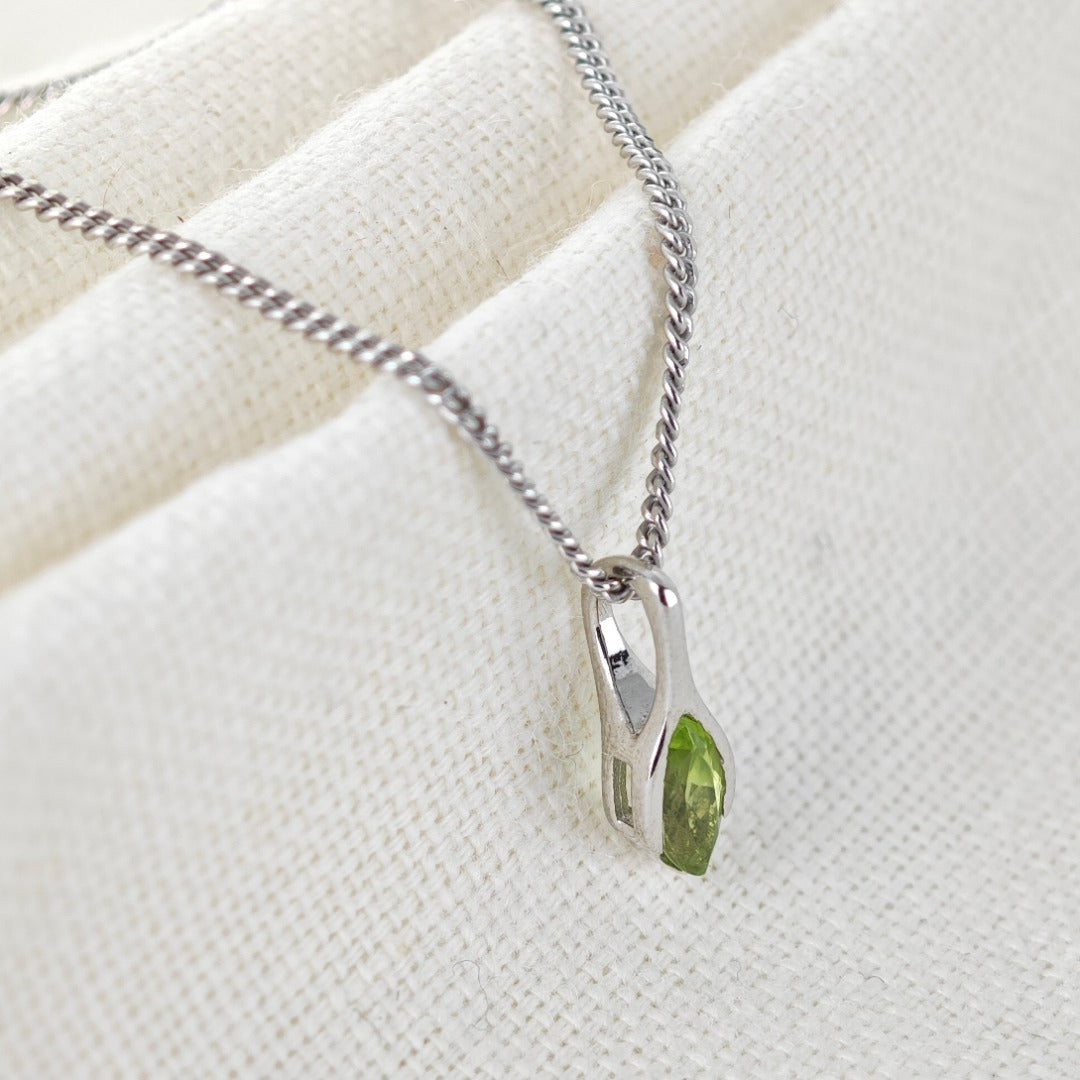 Peridot Marquise Minimalist Pendant Sterling Silver