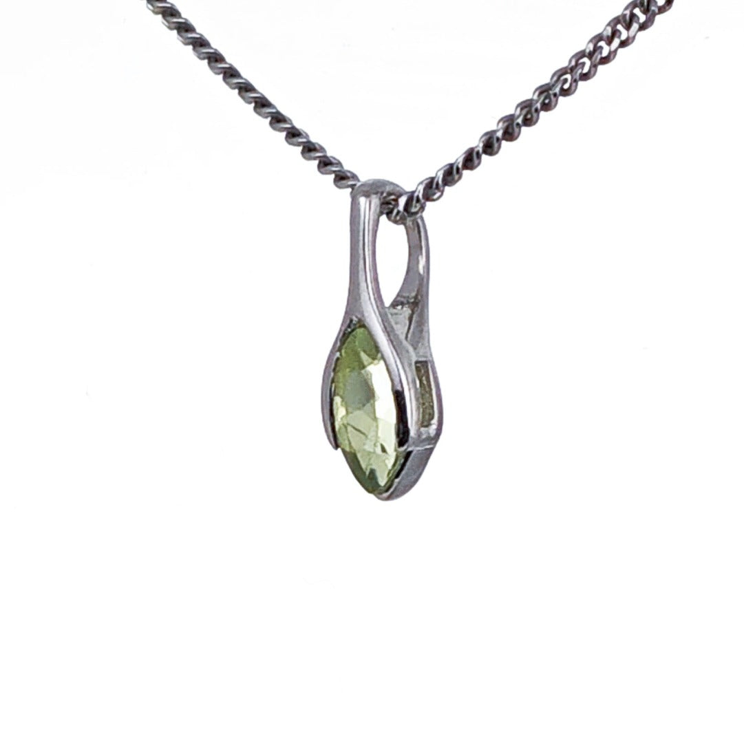 Peridot Marquise Minimalist Pendant Sterling Silver