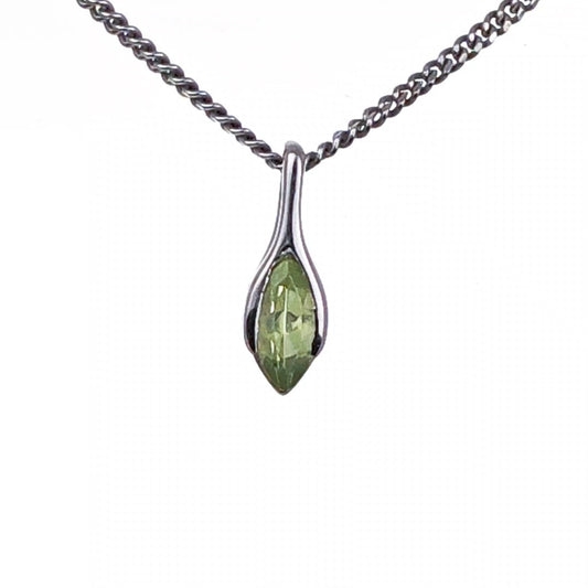 Peridot Marquise Minimalist Pendant Sterling Silver