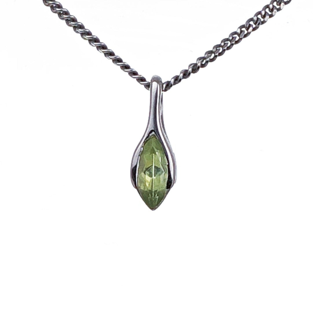 Peridot Marquise Minimalist Pendant Sterling Silver