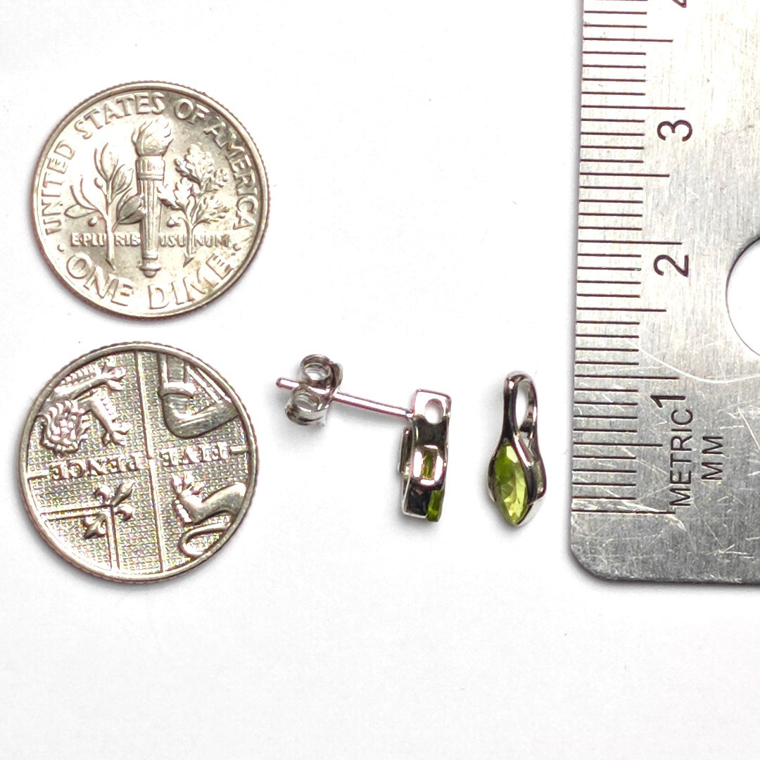 Peridot Marquise Minimalist Pendant Sterling Silver Dims