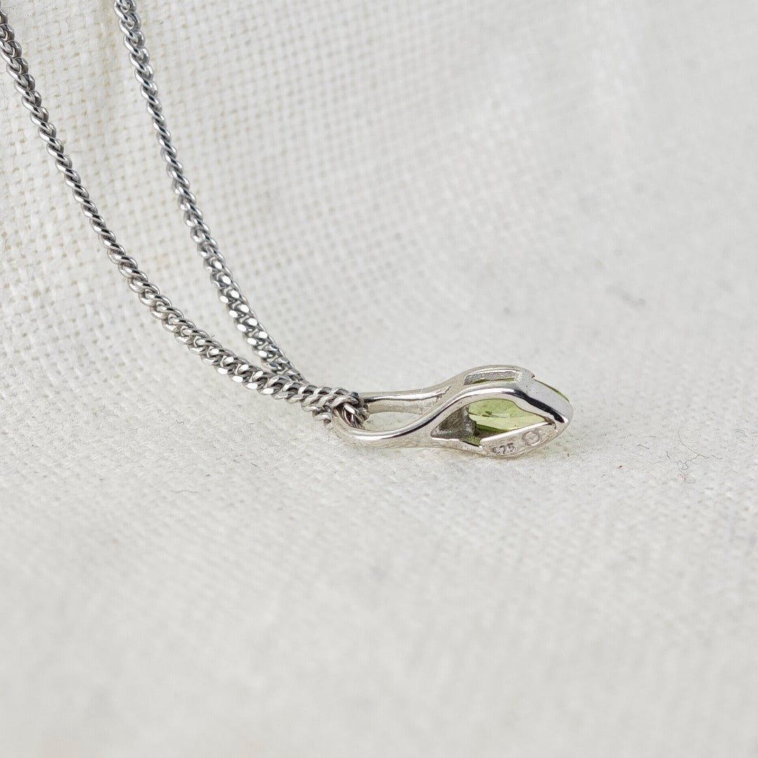 Peridot Marquise Minimalist Pendant Sterling Silver