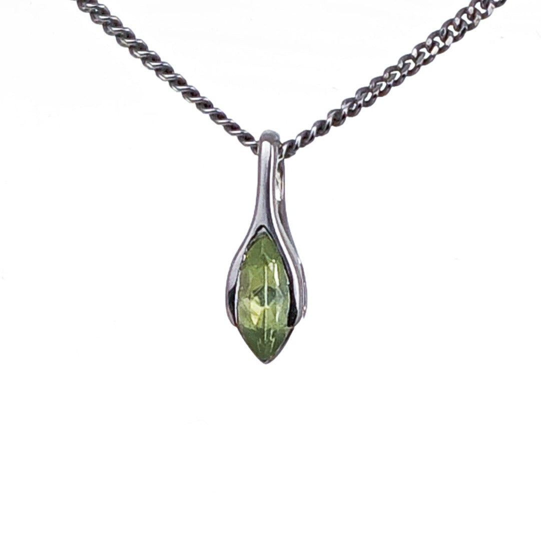 Peridot Marquise Minimalist Pendant Sterling Silver