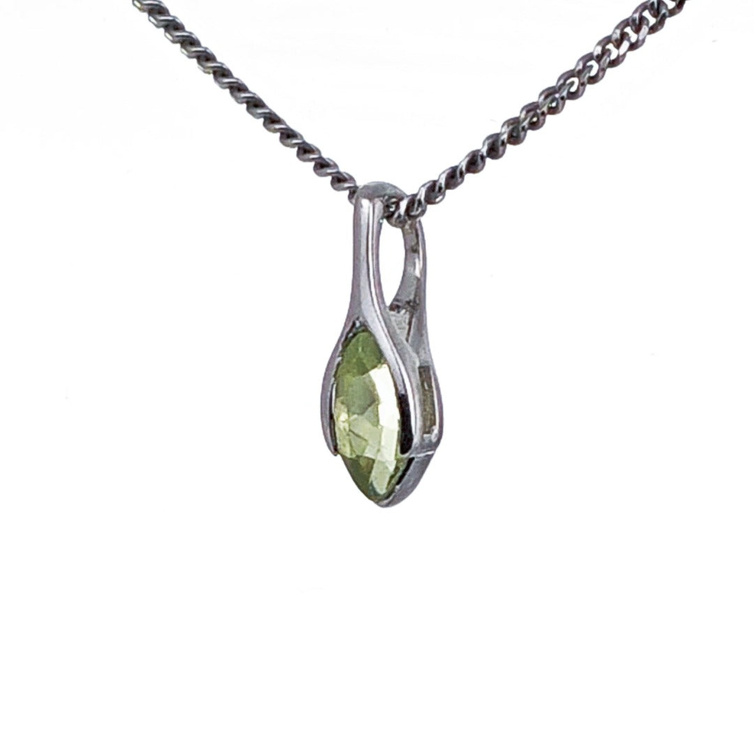 Peridot Marquise Minimalist Pendant Sterling Silver