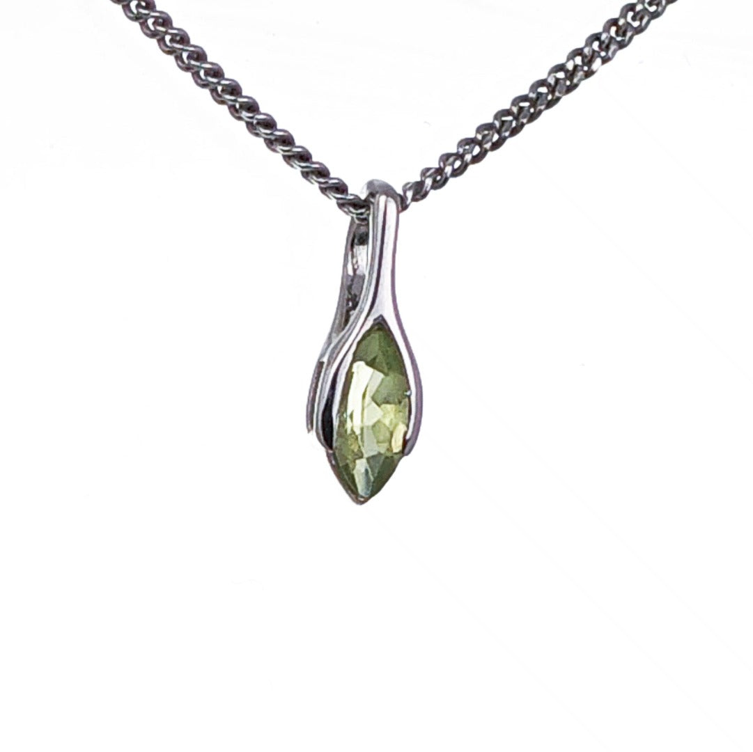 Peridot Marquise Minimalist Pendant Sterling Silver