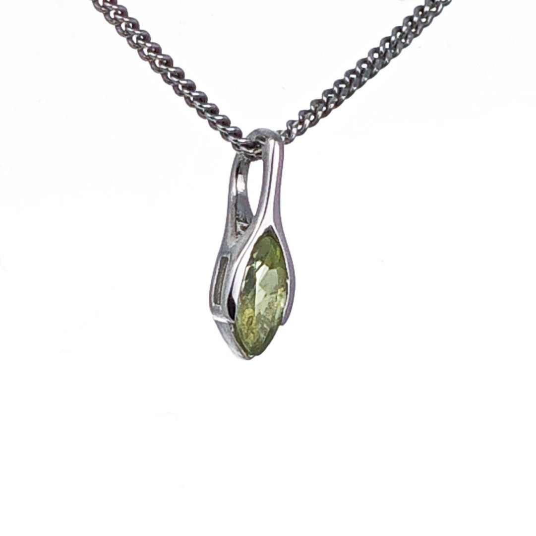 Peridot Marquise Minimalist Pendant Sterling Silver
