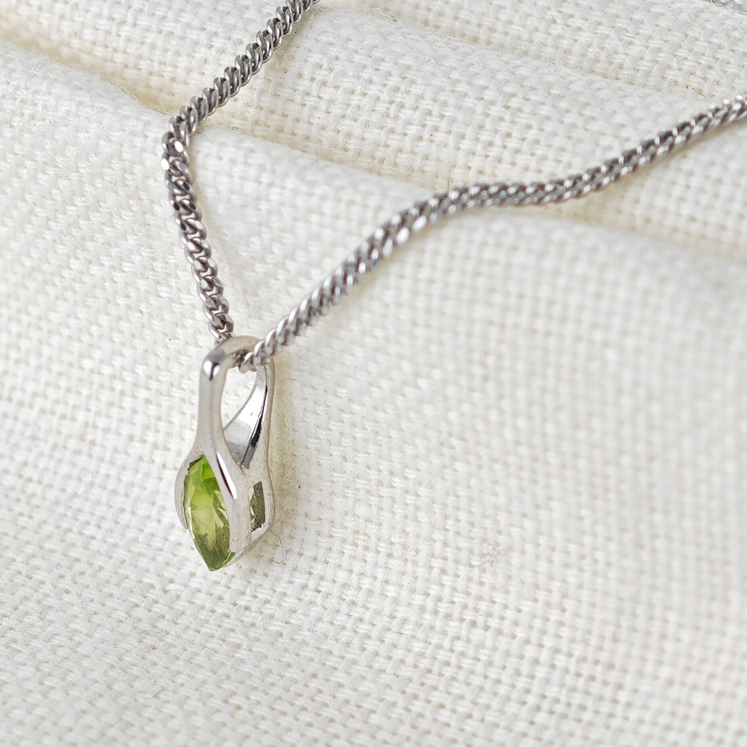 Peridot Marquise Minimalist Pendant Sterling Silver