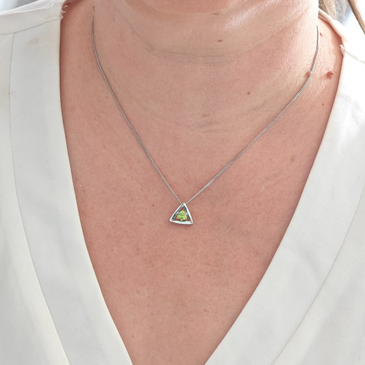 Peridot Pendant Sterling Silver Green Trillion