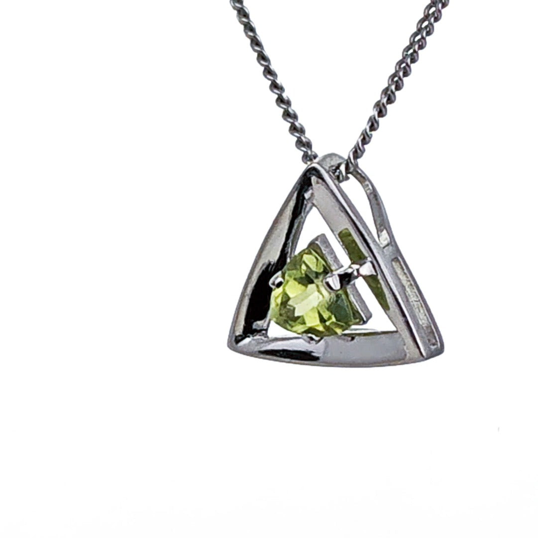 Peridot Pendant Sterling Silver Green Trillion