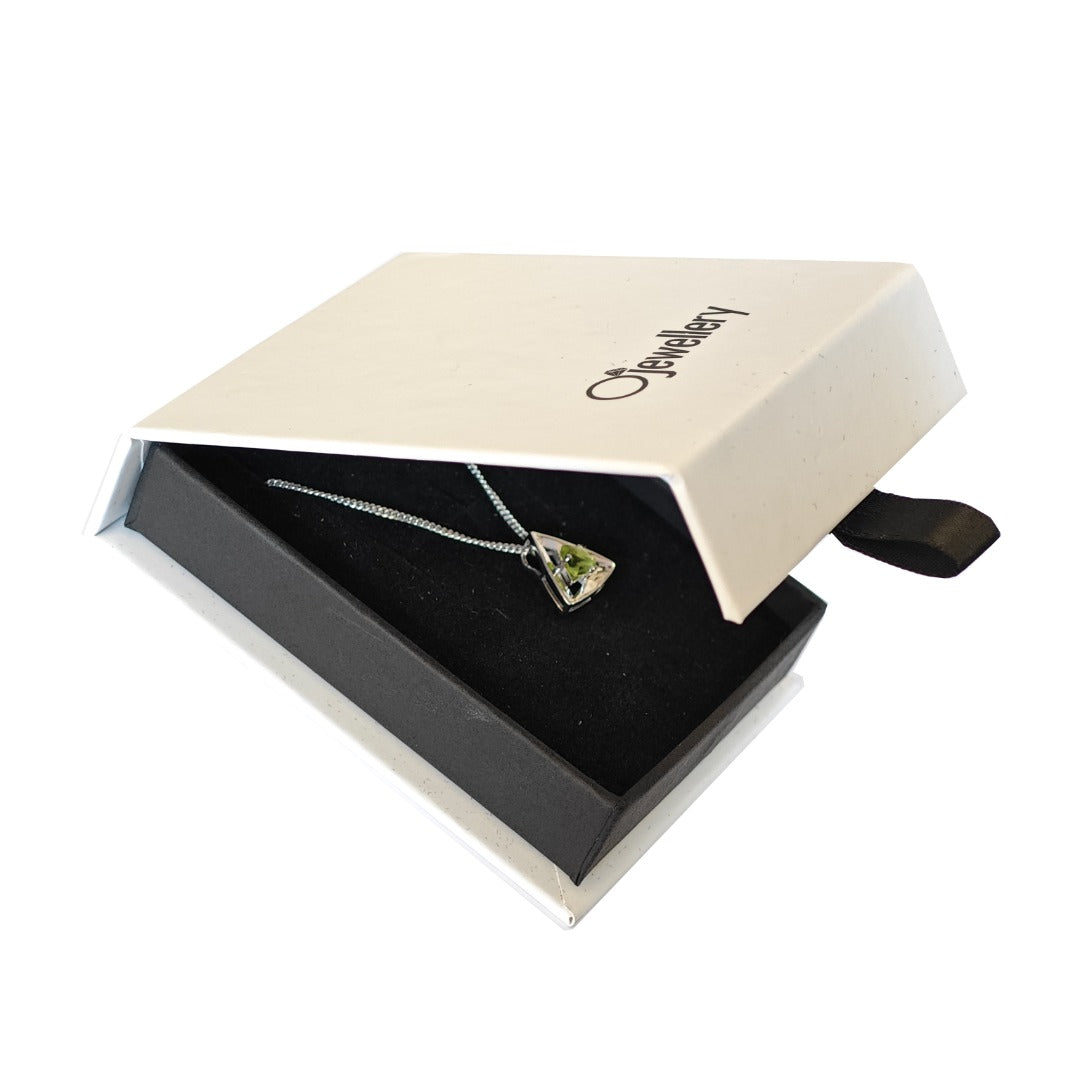 Peridot Pendant Sterling Silver Green Trillion