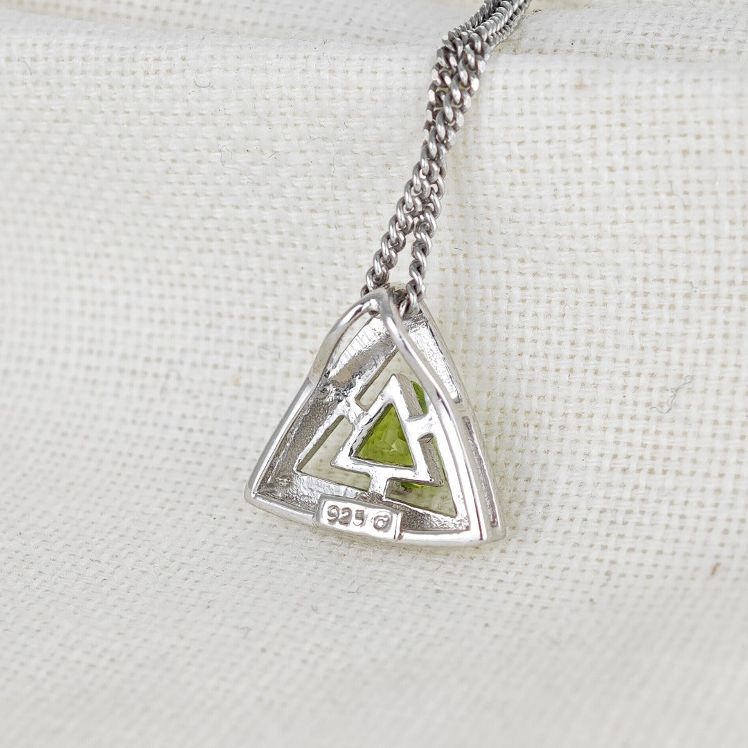 Peridot Pendant Sterling Silver Green Trillion
