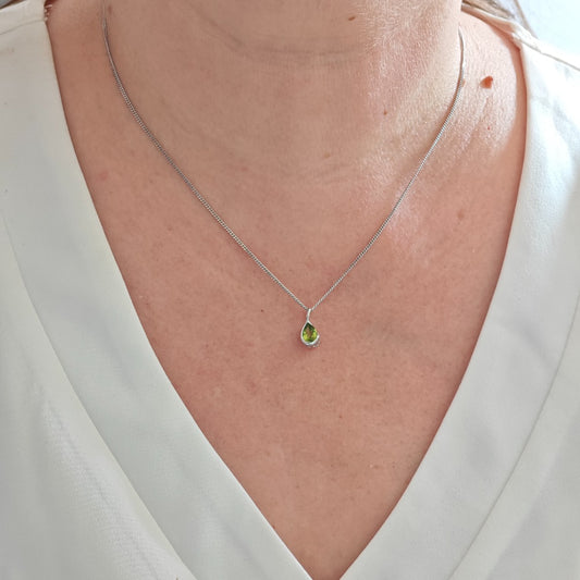 Peridot Pear Pendant Sterling Silver Model