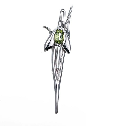 Peridot Snowdrop Brooch Sterling Silver